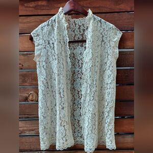 Vintage Intime California Sheer Lace Cardigan Vest 1960s Size Small
